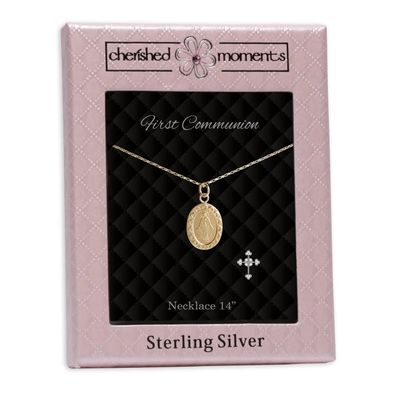 First Communion Gold Plated Miraculous Medal Necklace