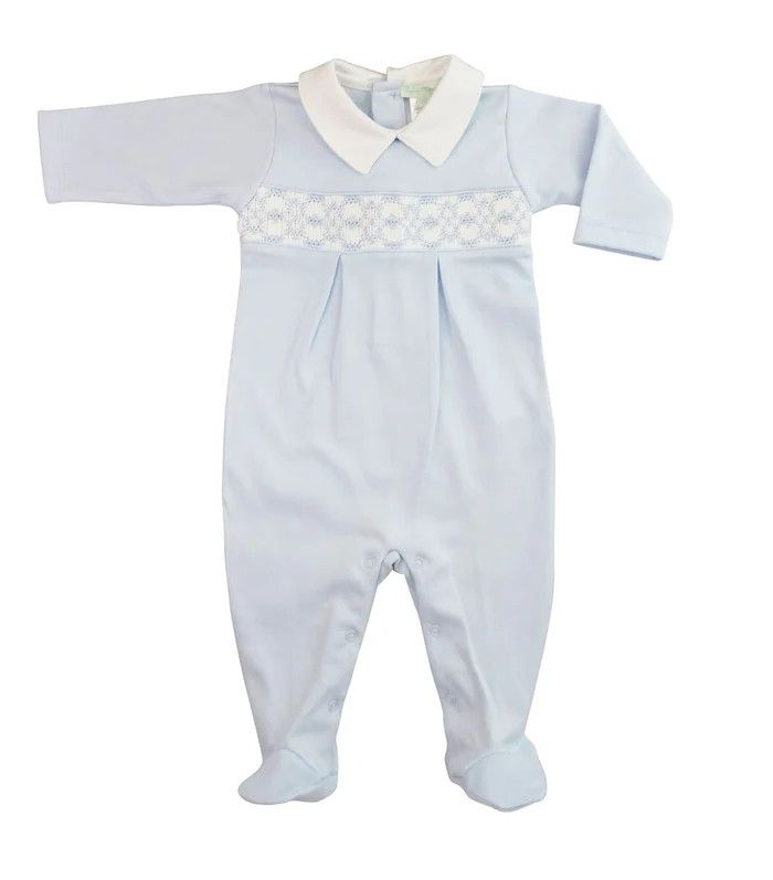 Blue Smocked Boy&#39;s Footie 