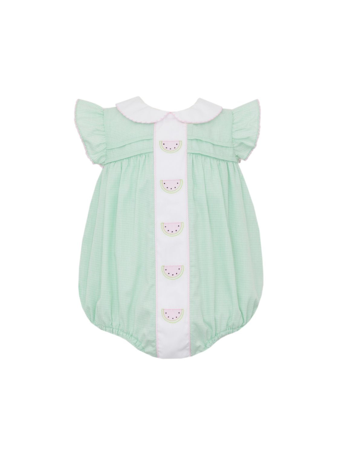 Green Gingham Ruffle Sleeve Watermelon Bubble