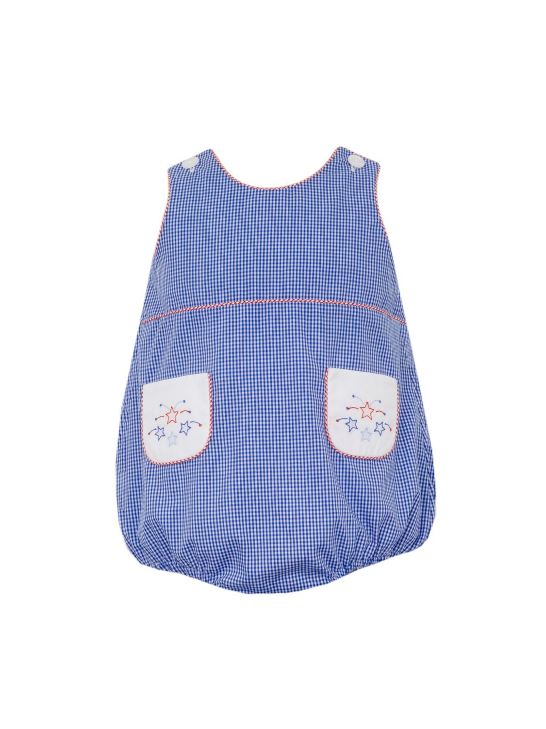 Blue Microcheck Bubble with Pockets, Stars