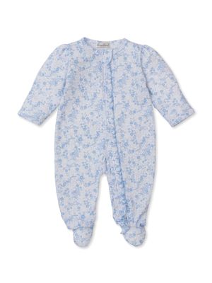 Old English Roses Printed Footie, Light Blue