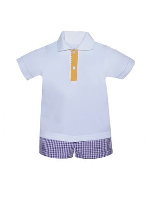 Purple/Gold Polo Short Set
