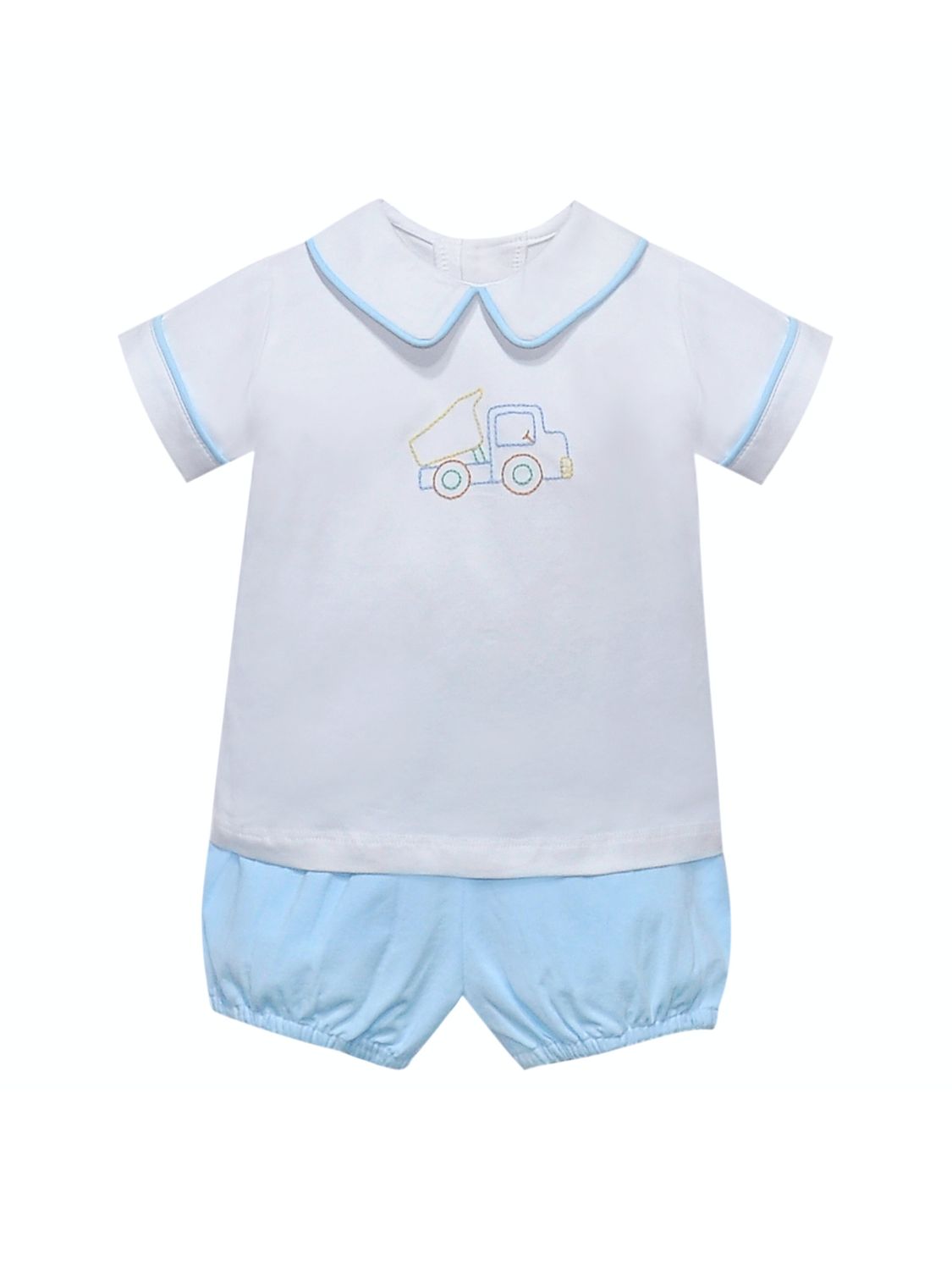 Aubrey Knit Bloomer Short Set, Blue Truck