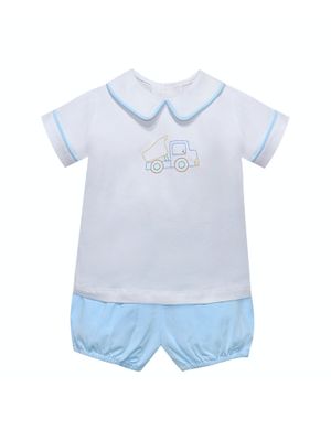 Aubrey Knit Bloomer Short Set, Blue Truck