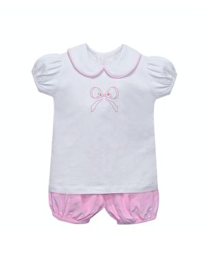 Aubrey Knit Bloomer Set, Pink Bow
