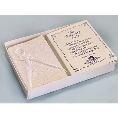 White Eyelet Keepsake Baby Bible