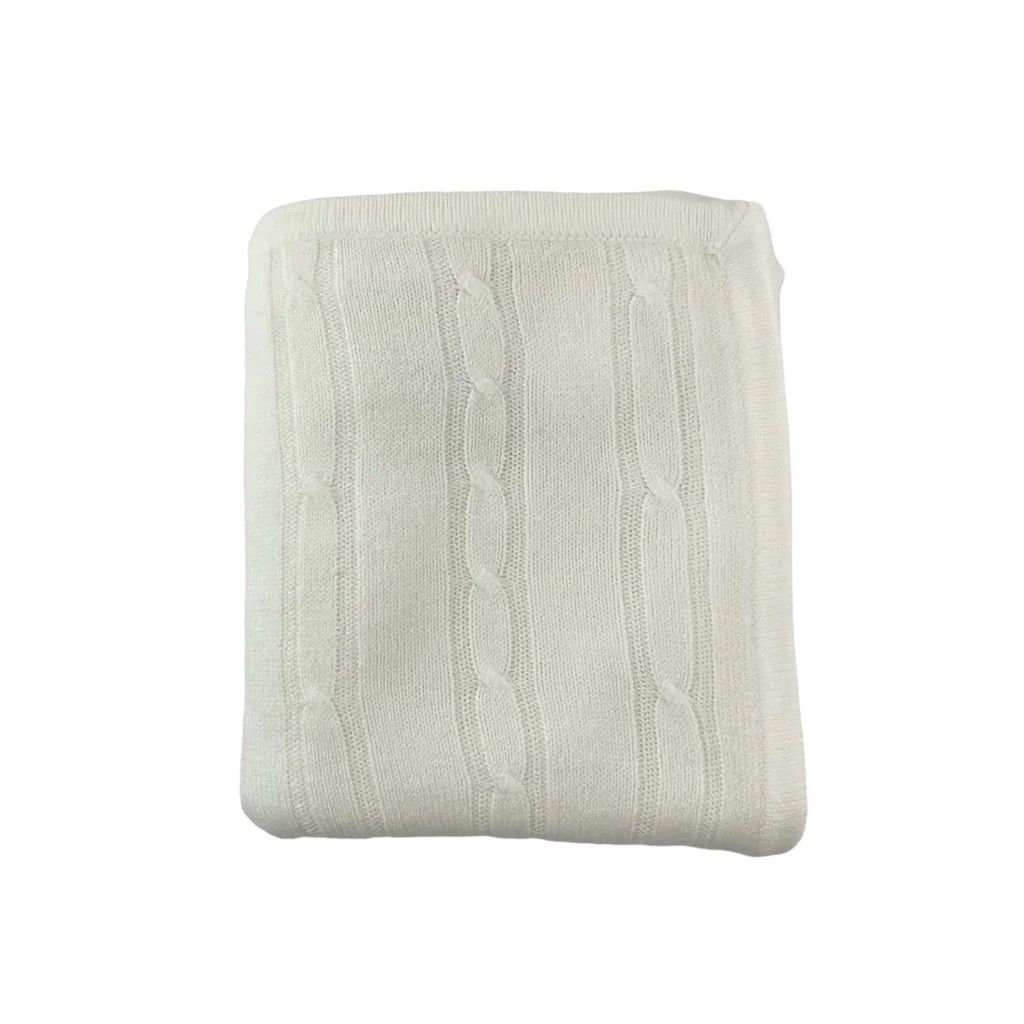 Cashmere-Like Acrylic Cable Knit Blanket-Ivory