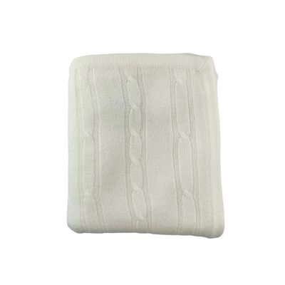 Cashmere-Like Acrylic Cable Knit Blanket-Ivory