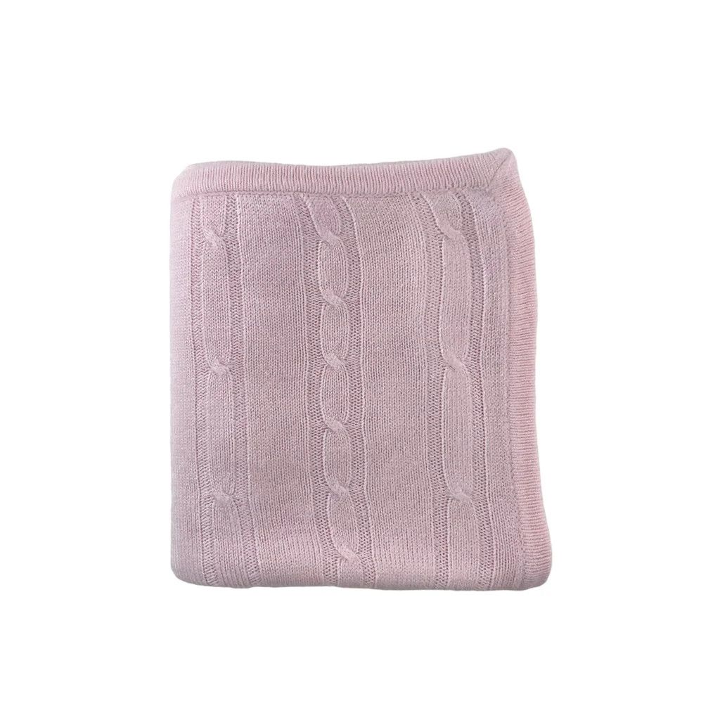 Cashmere-Like Acrylic Cable Knit Blanket-Pink