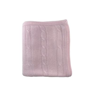 Cashmere-Like Acrylic Cable Knit Blanket-Pink