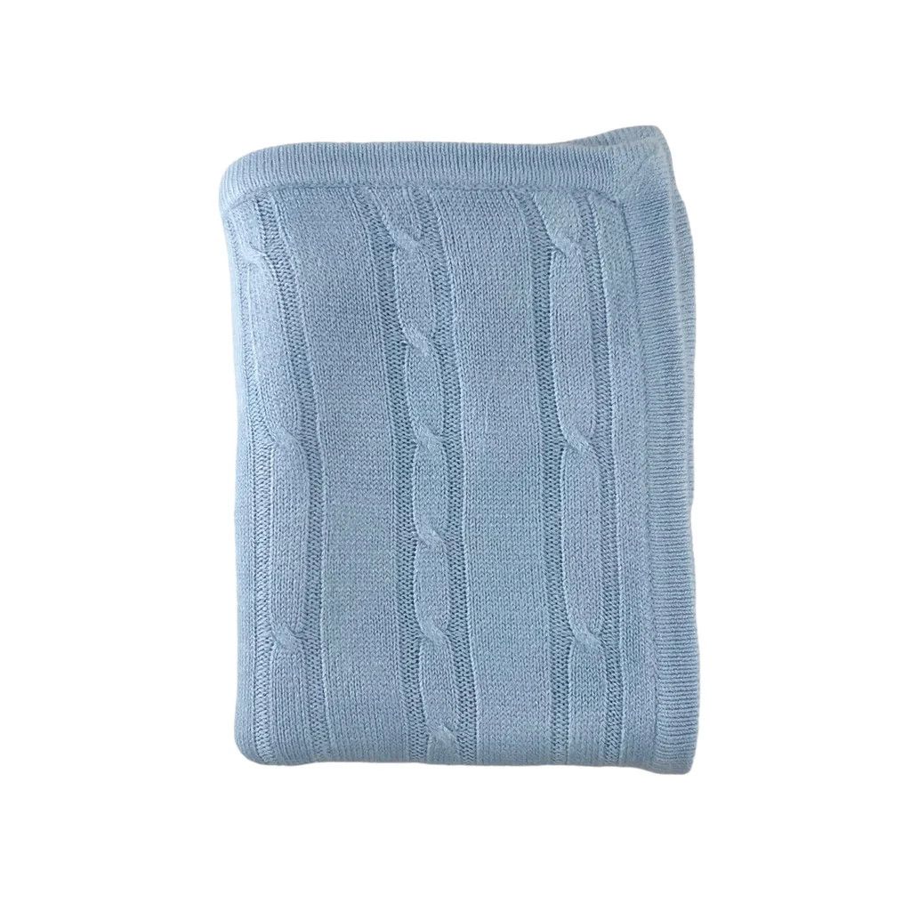 Cashmere-Like Acrylic Cable Knit Blanket-Blue