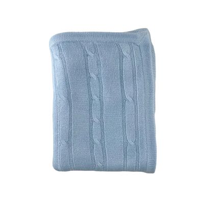Cashmere-Like Acrylic Cable Knit Blanket-Blue