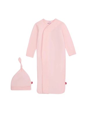 Pink Dogwood Gown &amp; Hat Set NB-3M