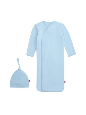 Baby Blue Gown &amp; Hat Set NB-3M