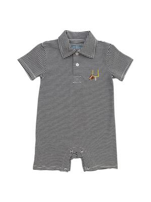 Black Stripe Game Day Polo Romper, Goal Post
