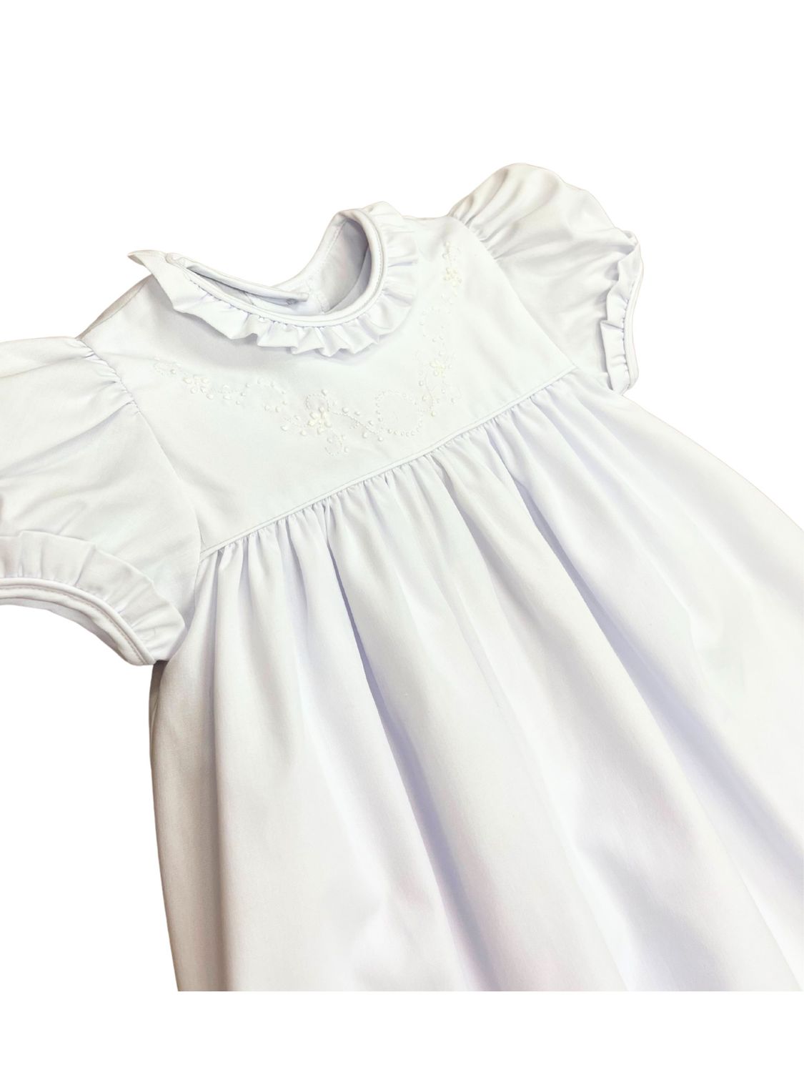 Ruffle Collar Christening Gown Dot Design