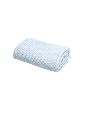 Stonewashed Basketweave Blanket with Binding-Blue
