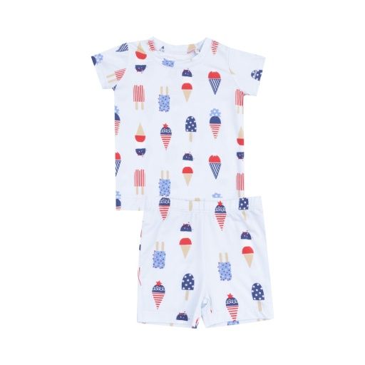 American Ice Cream Loungewear Short Set, Blue, Size: 7/8