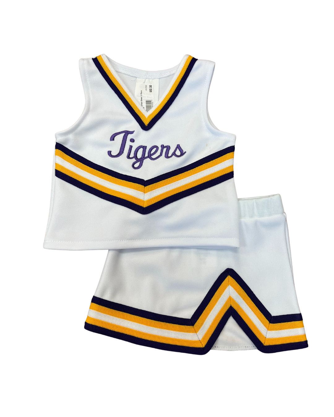 White Tigers Script Cheer 2 Piece Uniform