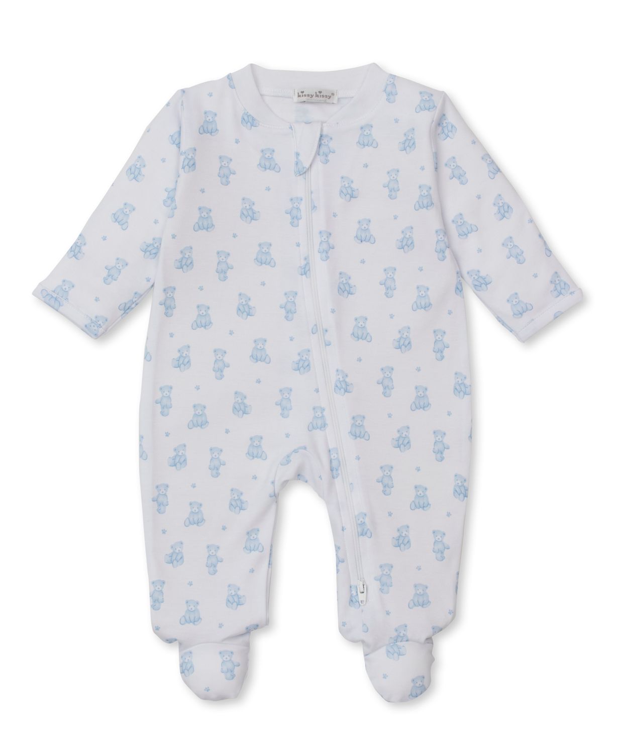 Blue Teddy Bear Time Footie w/ Zip