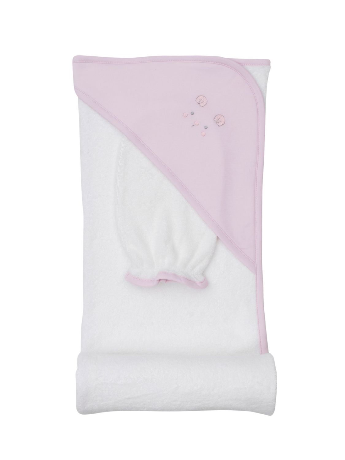 Pink Teddy Bear Time Hooded Towel w/ Mitt Set