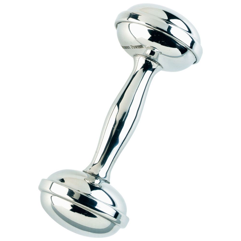 Silver Pewter Dumbbell Rattle