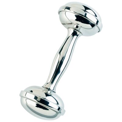 Silver Pewter Dumbbell Rattle
