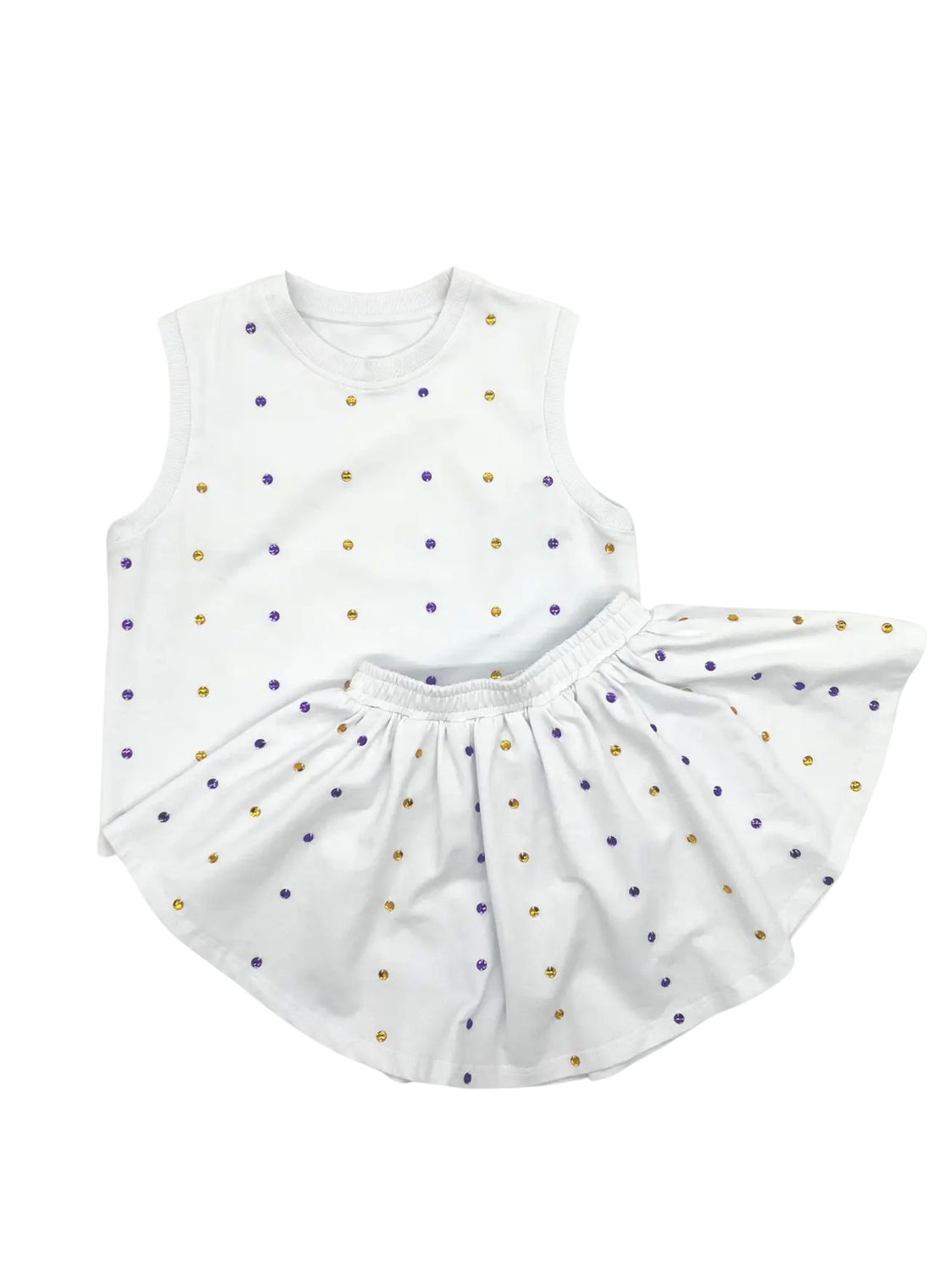 Purple &amp; Gold Game Day Stoned Skirt Set