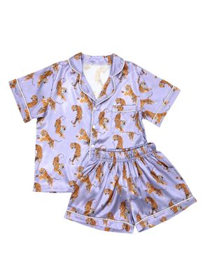 Purple Tigers Satin Loungewear Set