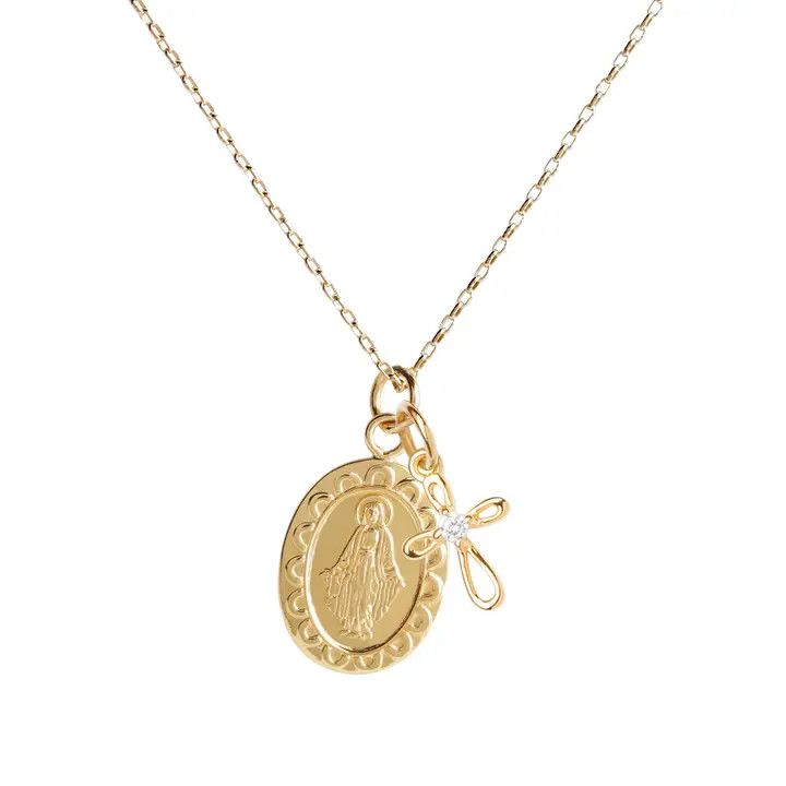 GP Mary Metal/Cross Necklace 14in