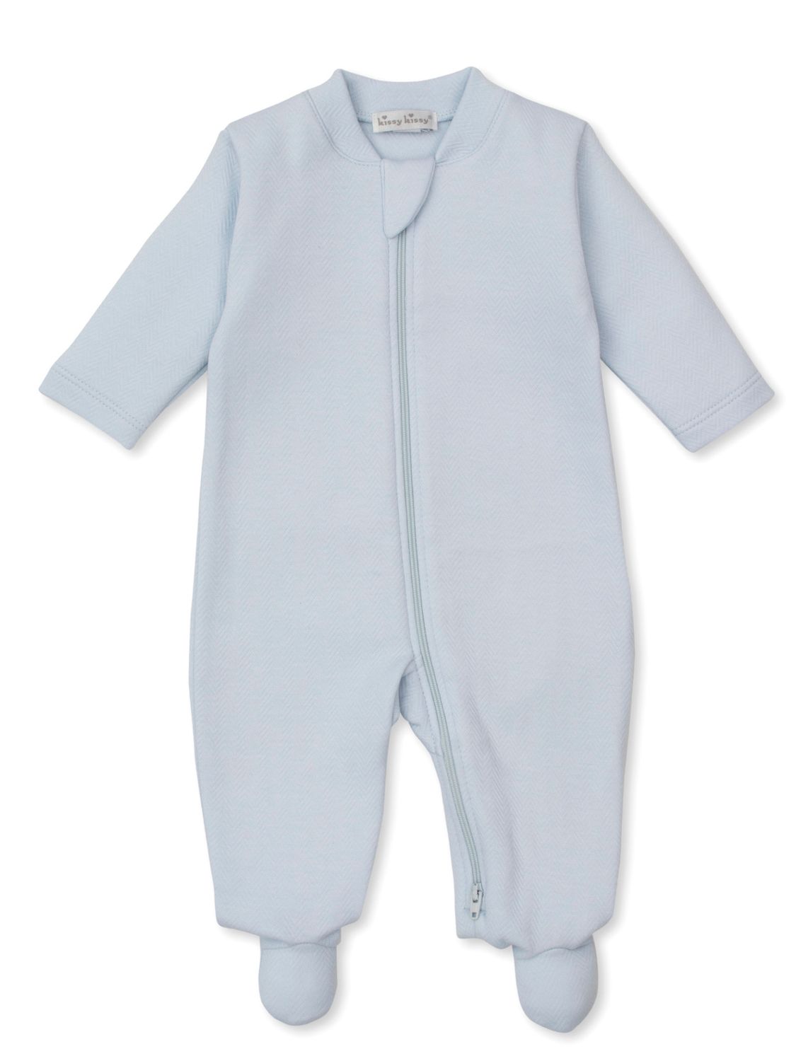 Light Blue Jacquard Zip Footie