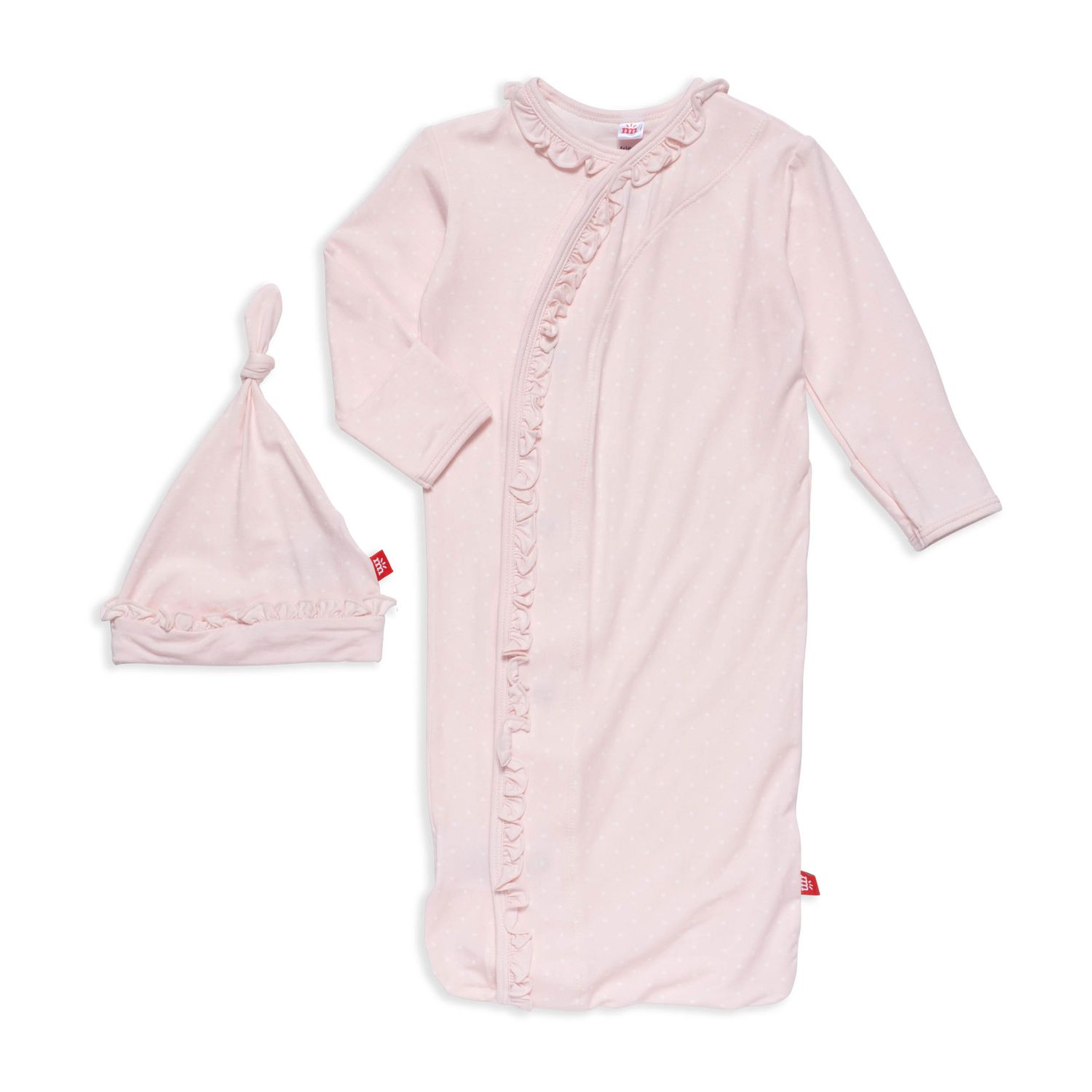Pin Dot Pink Gown/Hat Set