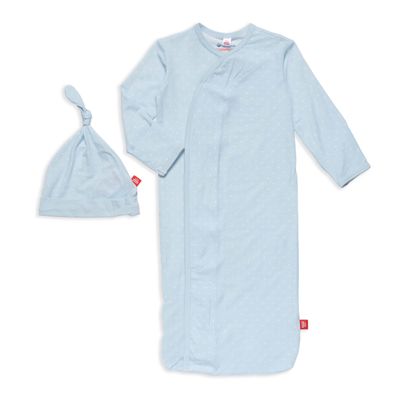 Pin Dot Blue Gown/Hat Set