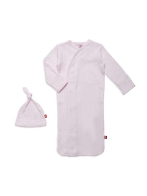 Love Lines Pink Pointelle Magnetic Gown Set NB/3m