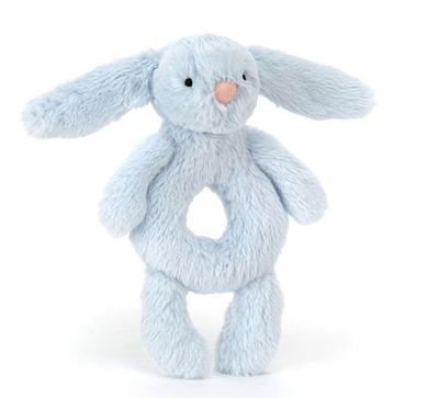 Bashful Blue Bunny Ring Rattle