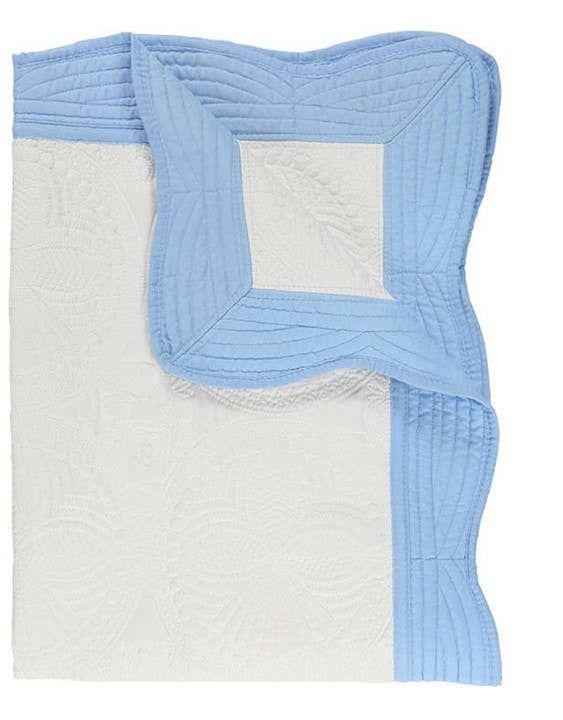 White Quilt With Blue Trim
