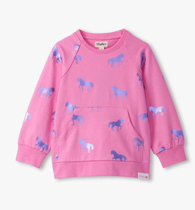 Shimmer Horses Raw Edge Pullover