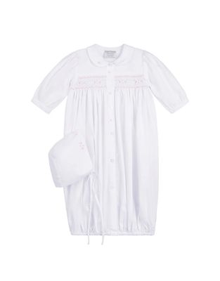 Girls Smocked Bud Take Me Home Gown White/Pink