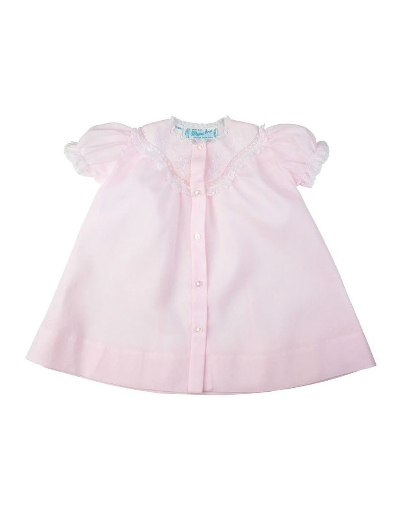 Pink Lace Layette Open Dress Daygown NB