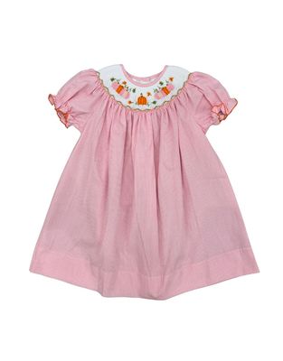 Pink Gingham Pumpkin Smock Bishop Dress
