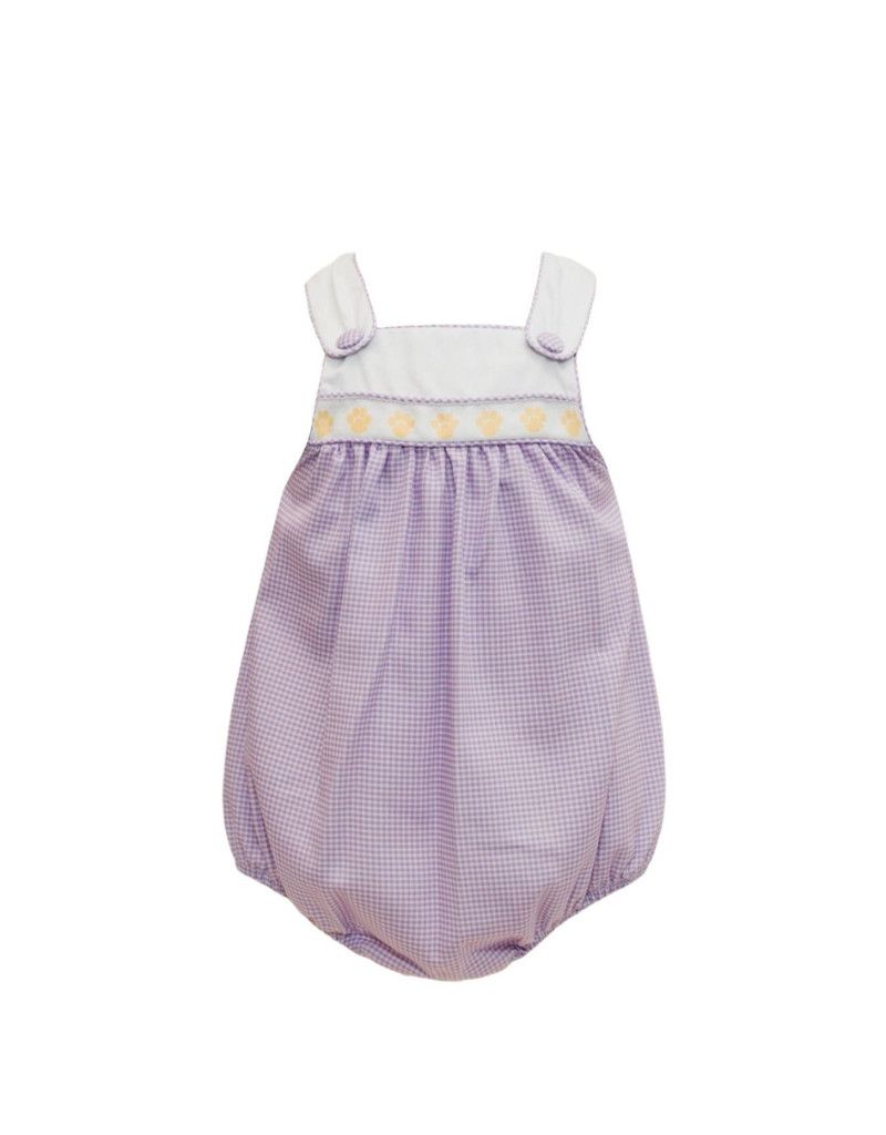 Purple Gingham Tiger Paw Ribbon Bubble
