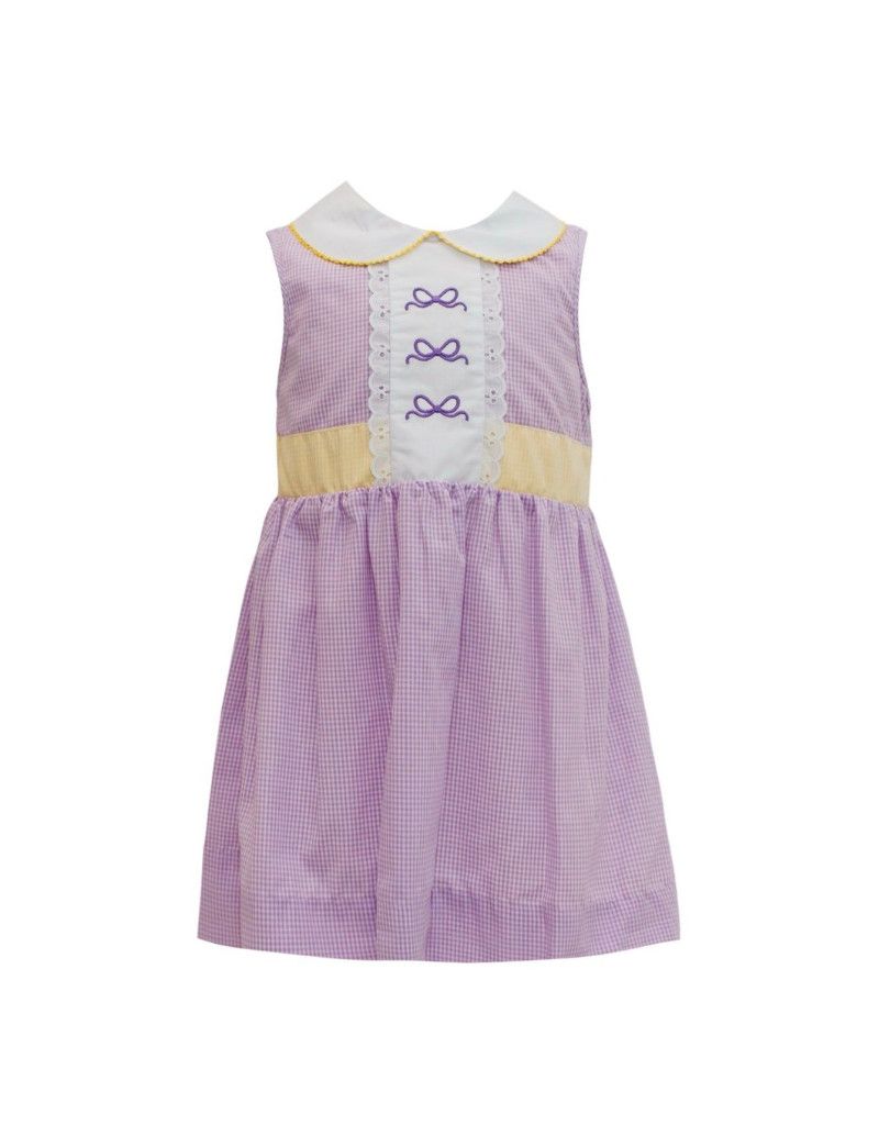 Purple and Gold Gingham Bow Dress