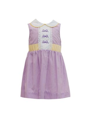 Purple and Gold Gingham Bow Dress