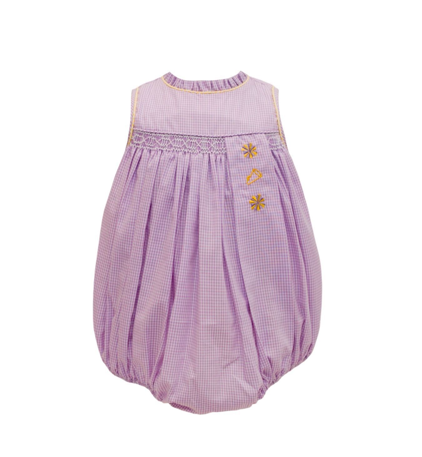 Lavender Gingham Spirit Trio Smock Girl Bubble
