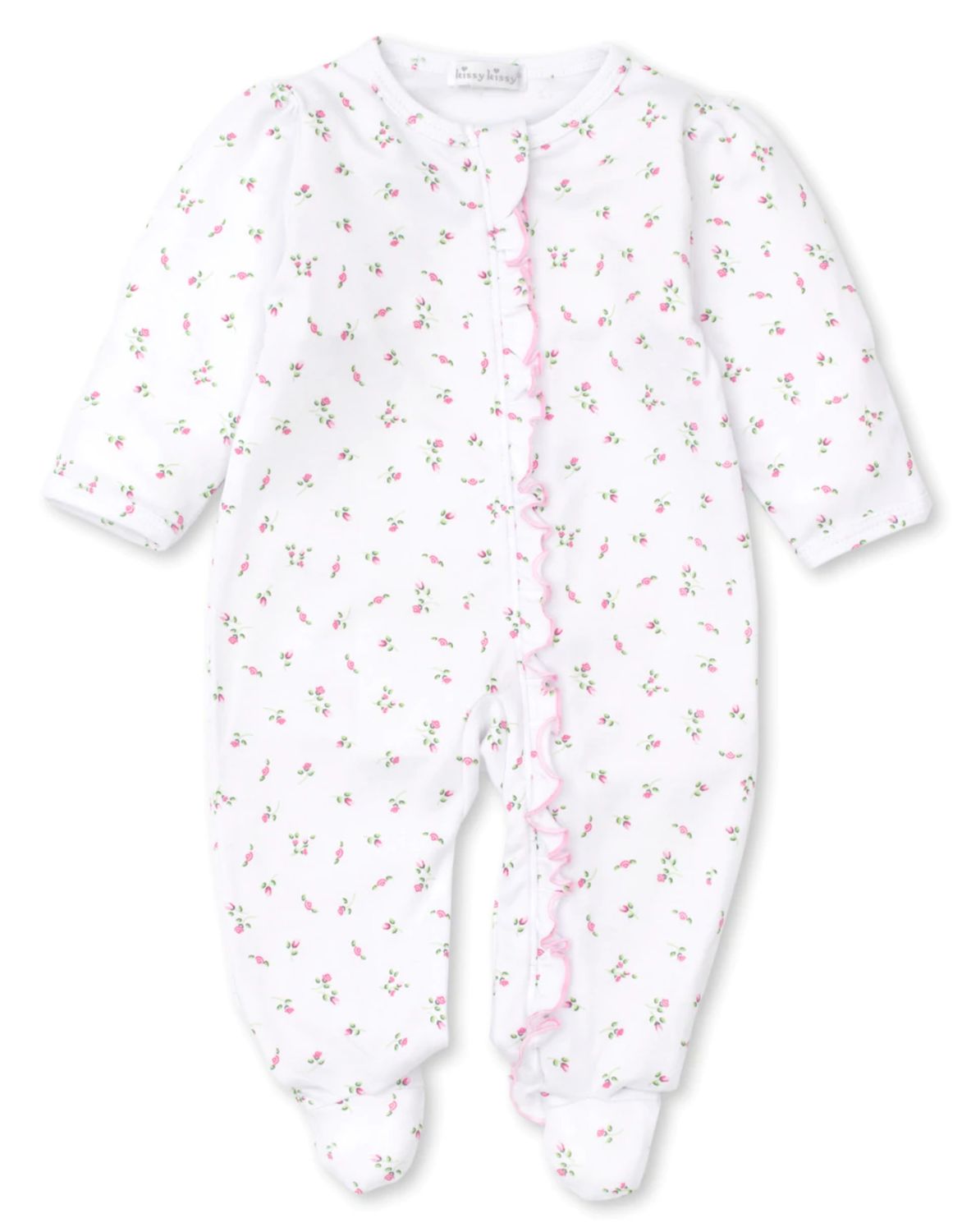 Garden Print Footie W/Ruffle Zipper