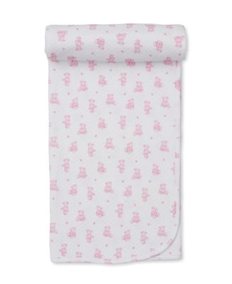 Pink Jacquard Blanket, Teddy Bear Time
