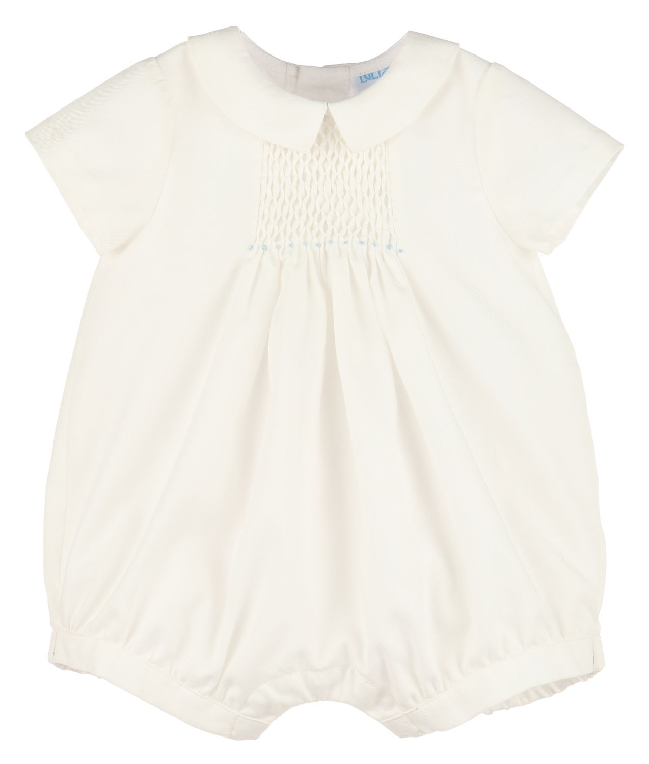 Honeycomb Smock Boy Bubble, Blue Accents