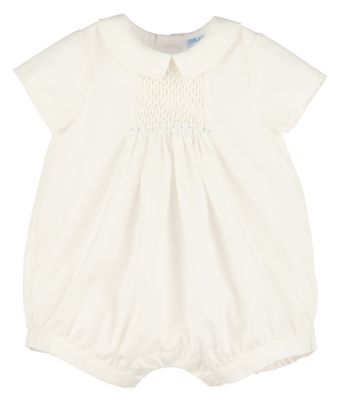 Honeycomb Smock Boy Bubble, Blue Accents