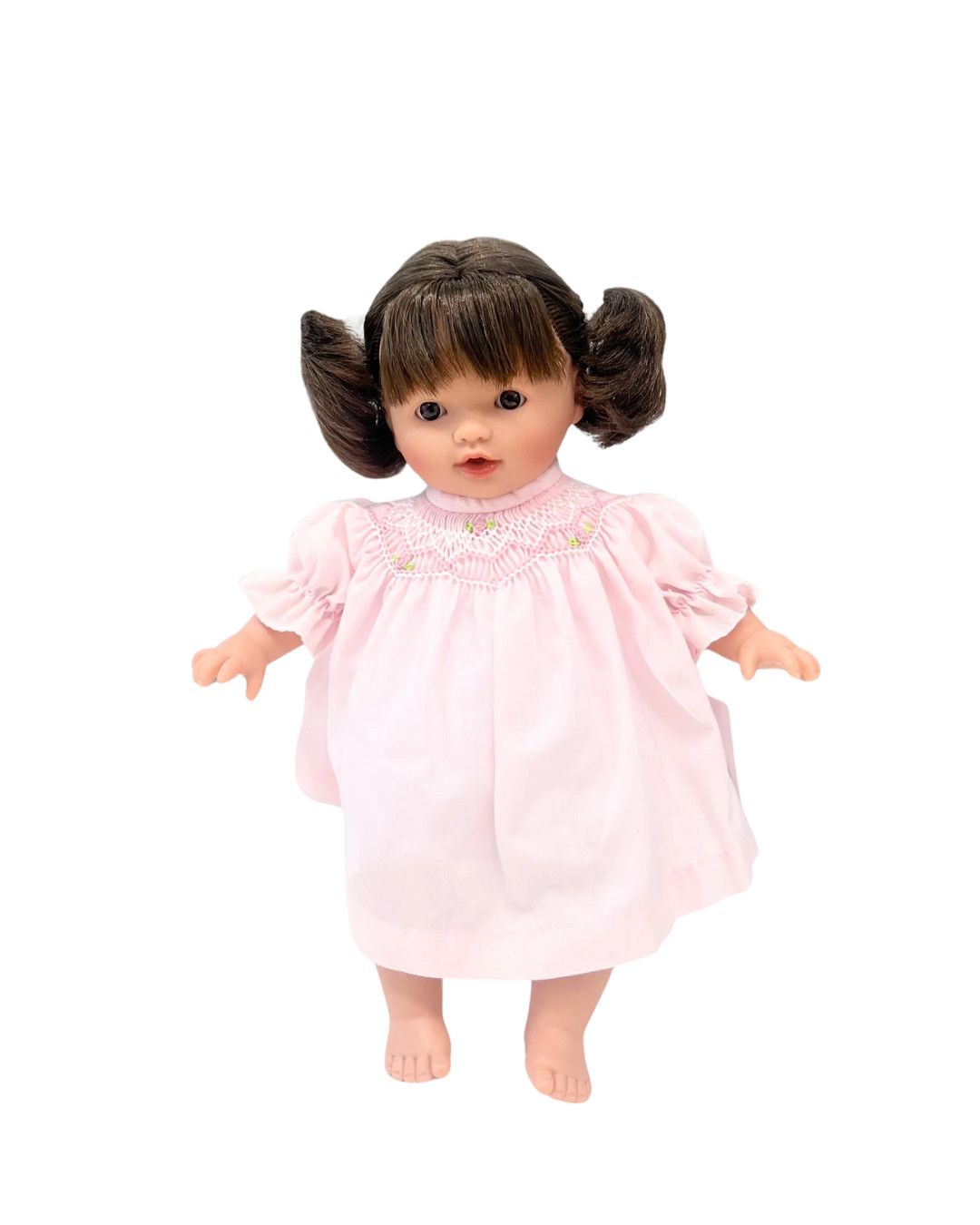 Bella 10&quot; Baby Doll, Brunette Pigtails w/ Pink Dress