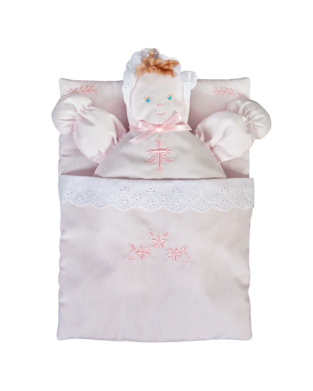 Pink Bunting Doll With Cross